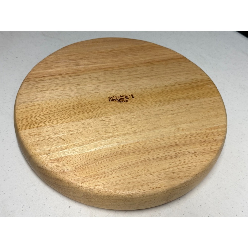 Wood Chip Dip Bowl Dish Platter Selandia Designs Hardwood Thialand 12" - Picture 5 of 6